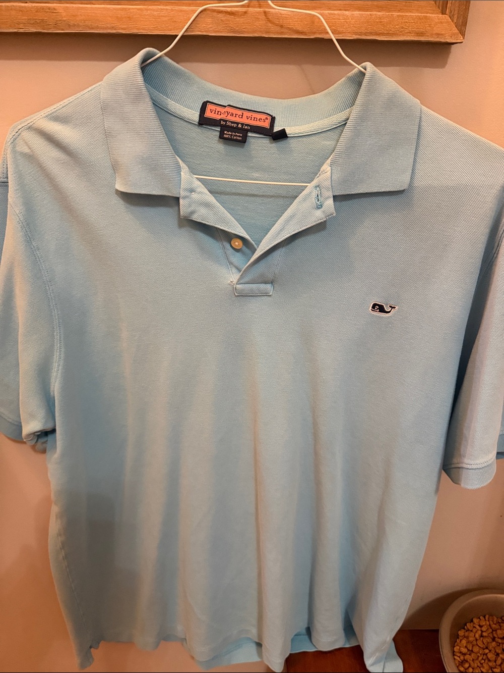 Vineyard Vines Men's Pale Blue Polo with Whale Logo